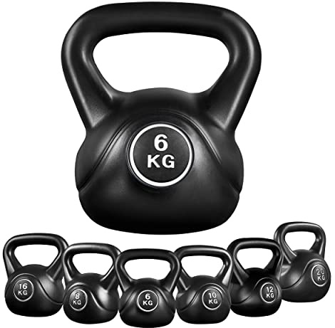 Yaheetech Kugelhantel Sport Kettlebell mit Kunststoffummantelung 6-20 Kg Schwunghantel Gewichte Hantel für Kraftraining und Cross Training
