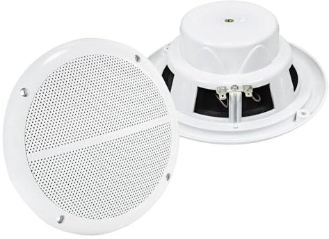 tomzz Audio 4000-165 Marine Koaxial Lautsprecher-Satz DIN 165 2-Wege 100 Watt 8 Ohm für Boot Yacht Bad Feuchtraum Outdoor