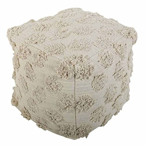 Casa Moro Boho Sitzwürfel Pouf Lara 55x55x45 cm in Cream beige mit Füllung edel Polsterhocker EIN Sitzhocker für einfach schöner wohnen MA1009
