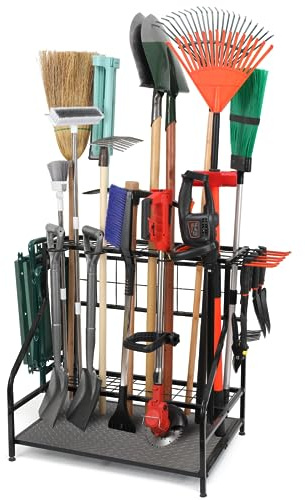 WEYIMILA Garden Tool Organizer for Garage, Yard Tool Storage, Garden Tool Rack, for Shed Home Outdoor, Up to 58 Long-Handled Tools, Garden Tool Stand, Heavy Duty Steel, Black