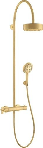 hansgrohe Axor Starck ShowerSolutions Showerpipe mit Thermostat und Kopfbrause 180 1jet, Farbe: Brushed Gold Optic