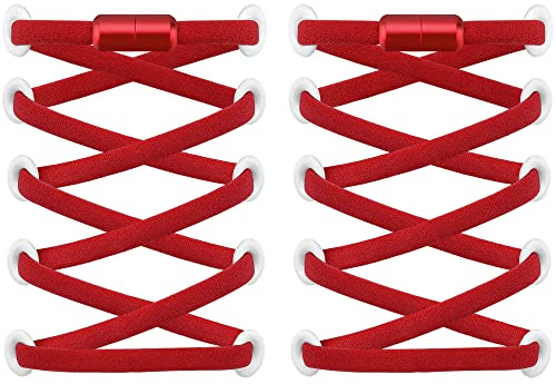 RJ-Sport 2 Paar Rund Elastische Schnürsenkel | Schnellschnürsystem für Einzigartigen Komfort und Starken Halt - mit Metallkapseln ohne binden