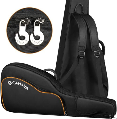 CAHAYA Gitarrentasche Akustikgitarre Verdickte Gigbag Wasserdicht Gepolsterte Gitarrenkoffer Gitarren Tasche mit Mehreren Taschen - Oxford Gitarrenrucksack für 42 43 Zoll Folk-Gitarren CY0346