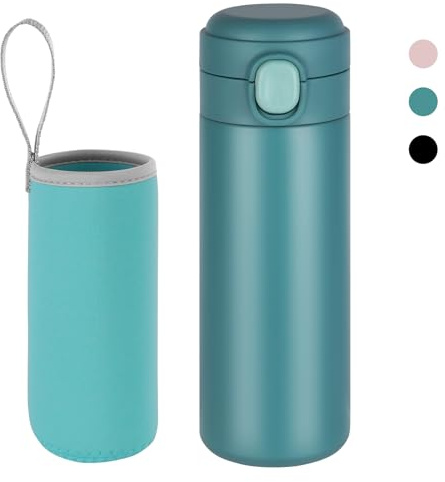 flintronic Thermosflasche Edelstahl, 450ml Isolierflasche, Wasserflasche Vakuum Isolierbecher 304 Edelstahl, Isolierte Edelstahl Trinkflasche, Thermobecher Trinkbecher-BPA Frei