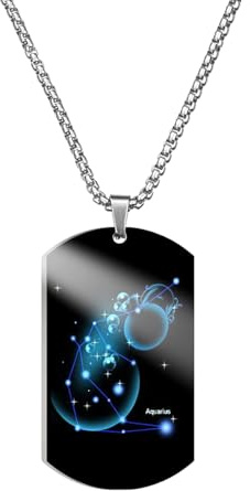 Caimeytie Halskette für Herren,Halskette Edelstahl männer,Sternzeichen anhänger,Kette konstellation,Astrologie Kette,60CM,Geschenk für Männer,Erkennungsmarke