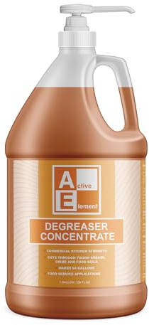 Active Element Degreaser Concentrate - Heavy Duty - Makes 64 Gallons of Cleaner- Commercial Kitchen Strength - Removes tough grease, grime and food soils - Restaurant Floor Degreaser
