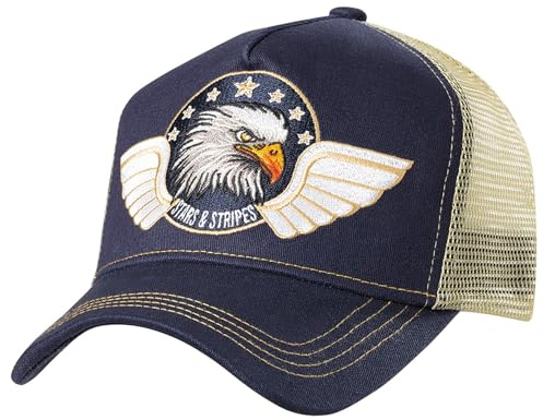 STARS & STRIPES Western-mode truckerkeps Eagle Blue – blå och vit med broderi och nätinsats | justerbar snapback-keps, flerfärgad, one size