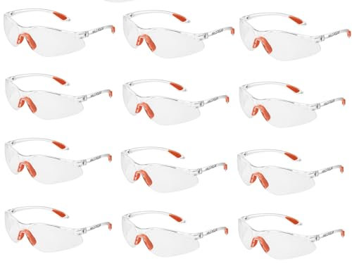 Wild Polar Safety Glasses - Clear Lenses, Anti-Fog Eye Protection Goggles with Orange Nose and Ear Grips - 12, 24 & 48 packs - Lightweight & Durable, Comfortable Fit for Work, Lab, DIY & Outdoor Use
