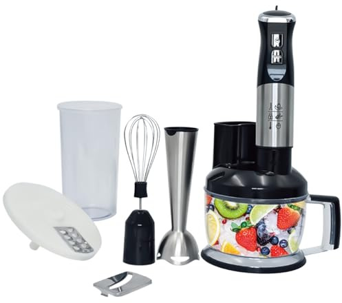 Elektrische Stabmixer,Edelstahl Stabmixer,Pürierstab,6 in1-700W Stabmixer Professioneller, Inklusive Schneebesen, Milchschäumer, zum Zerkleinern,Stampfen, Rühren, Mixen und Eis-Crushen (Stil 1)