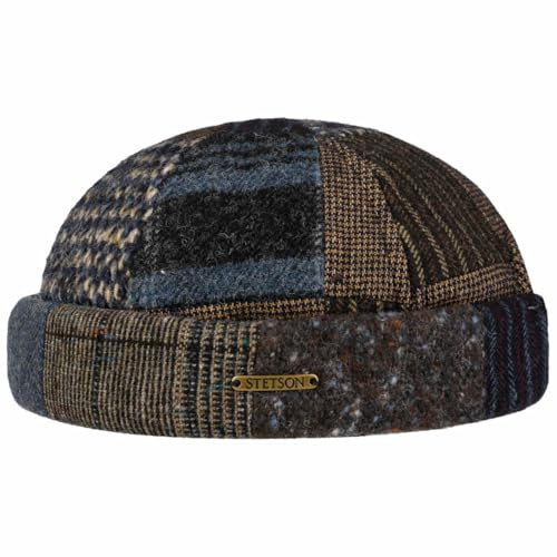 Stetson Classic Patchwork Dockermütze Herren Made in EU Herbst Winter braun-blau L (58-59 cm)