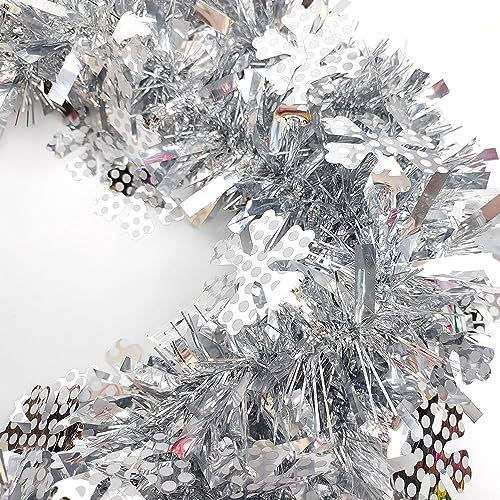 Anevous 5 Stück Weihnachtsgirlande, 2m x 9cm Girlande Weihnachten Weihnachtsdeko Girlanden Dekoration Girlande Weihnachtsbaum Hängende Ornamente für Innen und Außen, Weihnachtsdeko,Silber