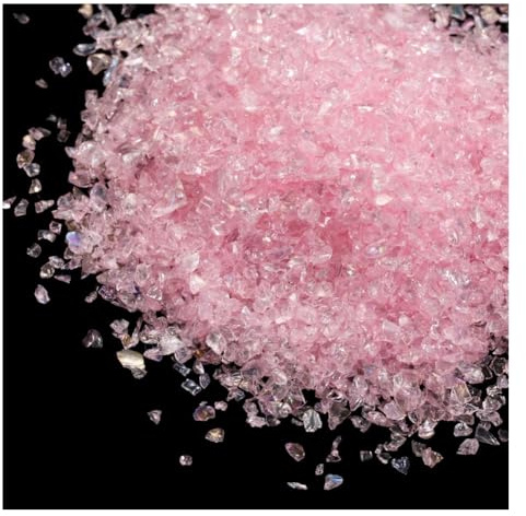 Wisafory krossat glaschips oregelbundna glaschips glitter oborrade glaspärlor transparent glas för bröllop fest vasfyllnad bröllop bordsdekorationer hantverk 100 g rosa