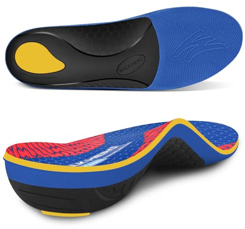 WalkHero Arch Support Inserts - Plantar Fasciitis Insoles for Men Women,Orthotic Inserts for Arch Pain,Work Boots,Hiking Shoes,Casual Shoes Mens 12-12.5 | Womens 14-14.5