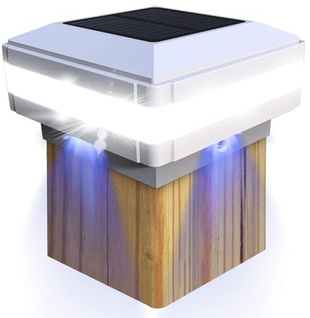 FVTLED 1 x lampe solaire de jardin, abat-jour de poteau multi-tailles, 7 x 7,8 x 8,9 x 9,10 x 10 poteaux standard, 6000 K, étanche IP65, capuchons de poteau, poteaux en bois, capots de clôture avec