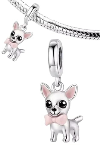 Breloque Chihuahua en argent sterling 925, compatible avec les breloques Pandora et de nombreux autres bracelets à breloques., Pequeño, Argent, Argent