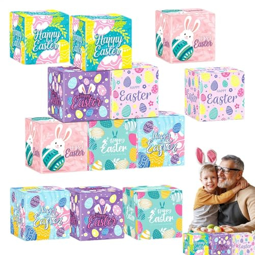 Scatole di caramelle pasquali, scatole pasquali per bambini Simpatiche | Scatole per dolcetti pasquali con design colorato, scatola per cupcake, biscotti, ca