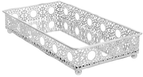 SHERCHPRY Eleganter Kosmetik Organizer Spiegeloberfläche Vintage Deko-tablett Für Schmuck Parfüm Und Make-up Vielseitige Aufbewahrungslösung Im Europäischen Stil Silberfarbig