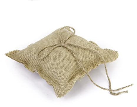 Homoyoyo Ringkissen Hochzeit Jute mit Schleife für Trauringe Leicht und Tragbar die Hochzeitszeremonie mit Halteriemen für Ringträger