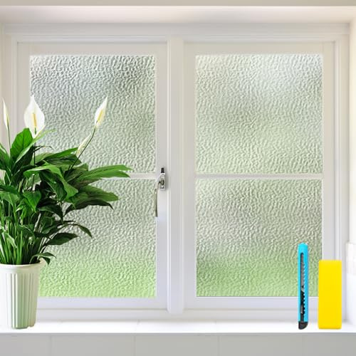 Zindoo Vinilos para Cristales Vinilo Adhesivo Cristal Opaco Patrón Ondulado | Proteger la Privacidad Anti UV Autoadhesivo para Dormitorio Sala Comedor Cocina 59.5×400cm
