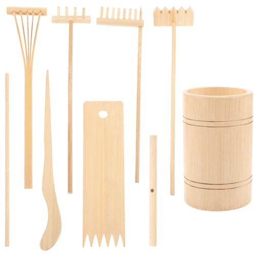 BESPORTBLE Outils Miniatures pour Jardin Zen avec Râteaux Robustes Bois Naturel Décoration de Bureau et Maison pour et Sandboxes