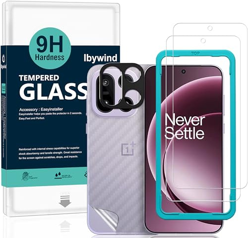 Ibywind Skärmskydd för OnePlus 15 5G,2-pack Härdat Glas med 9H Hårdhet och Kameralinsskydd,med Installationsram,Fingeravtrycksstöd,Inga bubblor,Reptålig och Krossäker