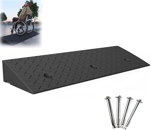 Rampe in Gomma per Marciapiedi,Rampe di Soglia Resistenti,Altezza 10 11 12 13 14 15 cm, per Vialetti d'accesso, Scooter per Disabili/Porte/Gradini(Height 12cm (4.7 inch))
