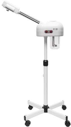 2 i 1 ansiktsångare, 800 W vertikal ansiktsbastu, ozon-ångare, justerbar höjd 112–132 cm, roterande munstycke, 600 ml luftfuktare för fuktgivande och hudvård