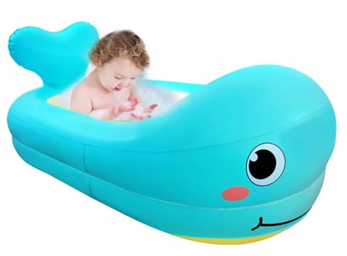 Aufblasbare Baby-Badewanne – für Wale aus PVC, rutschfester Reisesitz, dickes Badezimmer, tragbar, für Kinder | für und Mädchen, Bambos