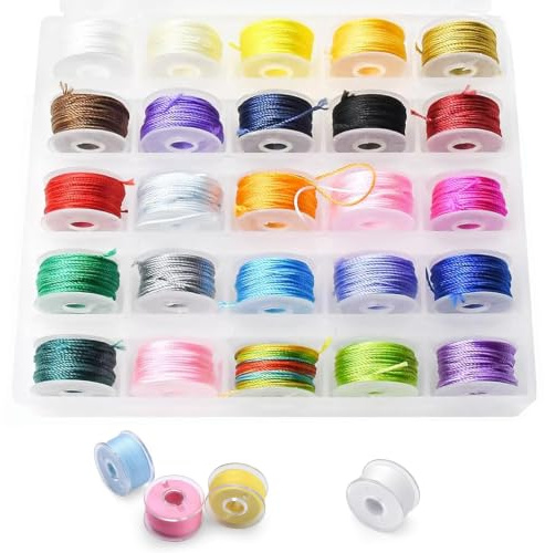 Zuuyye Set de fil à coudre, 25 bobines, 25 couleurs, 50-60 m, polyester | Bobine preavvolte, poliestere resistente, tensione uniforme, per macchine da cucire domestiche, filo per macchina da cucire