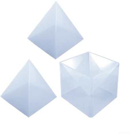 Piramide fai da te in resina per decorazioni domestiche, 15 cm, grande silicone fai da te, per creare portapenne, portacandele e vasi per piante (2 piramide + 1 base)