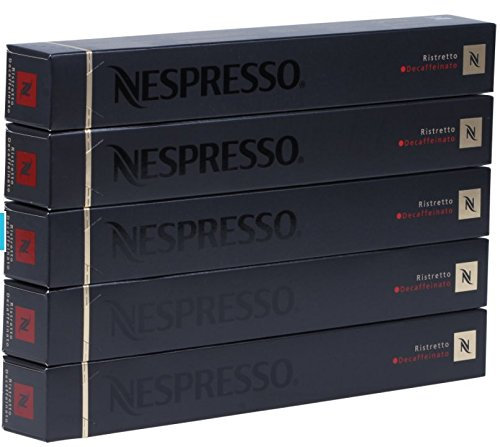 Nespresso Ristretto Decaffeinato Coffee 50 Capsules Pods 5 Sleeves Long Expiry