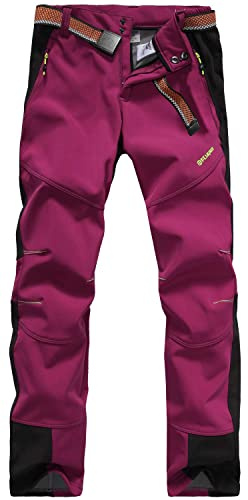 GITVIENAR Damen Gefüttert Winterhose wasserdicht Winddicht atmungsaktiv warm elastisch Verdickte Softshellhose Berghose Funktionshose Trekkinghose Wanderhose Outdoorhose Herbst Winter