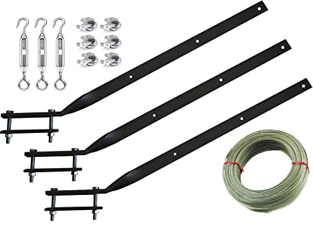 REITANO GROUP Stendibiancheria ringhiera Balcone in Ferro Rigido 3 Pezzi staffe Kit 20 Mt di Filo per stendere, Morsetti e tenditori, Nero, Taglia unica