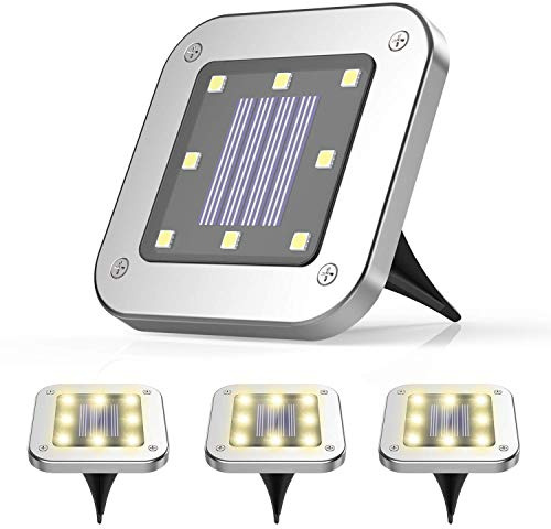 KINGCOO Solarleuchte Gartenleuchten Square Disk Licht, Wasserdichte 4 Stück 8LEDs Würfel Solar Bodenleuchte Landschaftslichter Wegleuchte für Außen Auffahrt Rasen Hof Beleuchtung (Warmweiß)