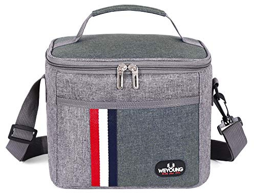 Große isolierte Lunchtasche, isolierte Lunchtasche, Lunchtasche für Herren, Damen, Erwachsene, Kinder, Grau