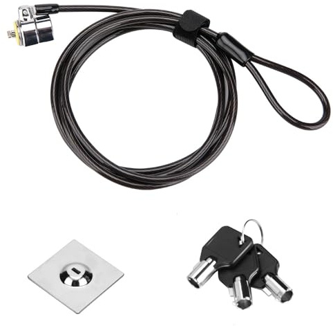 LORADAR Laptop Cable Lock - 6.7Ft Security Cable with Adhesive Anchors - Compatible for Tablets, Laptops, iMac & Other Devices - 3 Keys (Keyed Different)