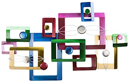 KunstLoft Metall Wandskulptur 115x71cm | Handgefertigte abstrakte Wanddeko aus Metall in Bunt, mit Aufhängeösen