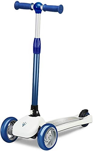 XBSLJ Scooter, Roller Kinderroller Roller für Kinder 3-Rad mit LED-Leuchträdern Höhenverstellbarer Kick Hinterrad-Kotflügelbremse für Jungen und Mädchen-Weiß