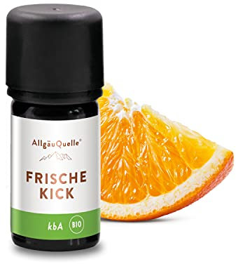 AllgäuQuelle® BIO Duftöl-Mischung Frische-Kick. 100% ätherische Öle aus Lemongrass, Orange, Bergamotte (kbA) | vegane und naturreine Duftmischung für Aroma-Diffusor/Duftlampe, 5 ml