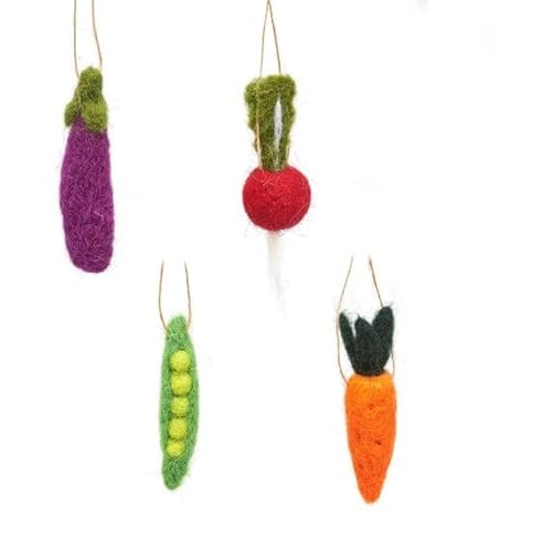 Sass & Belle Juego de 4 decoraciones de verduras de fieltro.