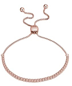 Lisandra Scott Funkelndes Tennis Deluxe Armband, Damenarmband mit Strahlenden Kristallen, Schiebe-Tennisarmband für Damen Silber, Gold und Rosegold 925