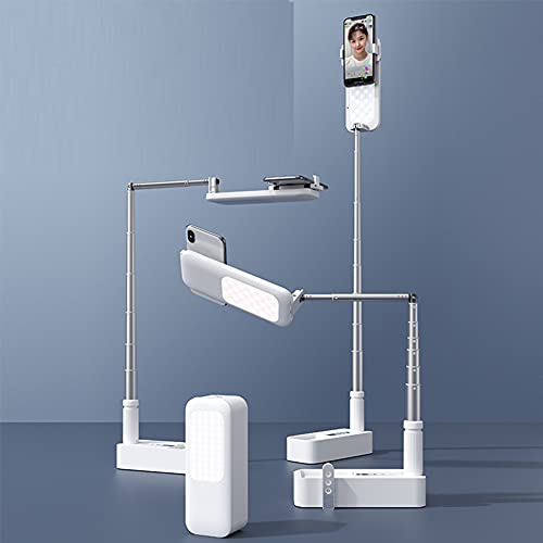 POHOVE Support de selfie extensible, pliable et rotatif à 360° avec support de téléphone multifonction, lumière LED et télécommande pour enregistrement vidéo