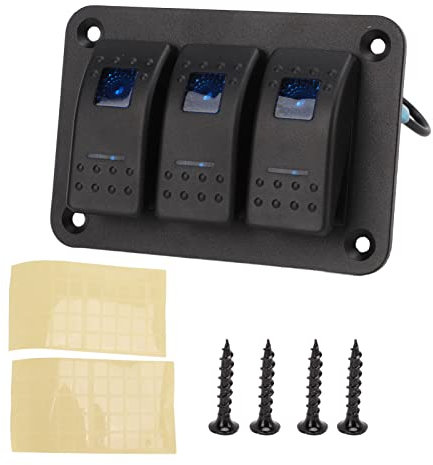Interruttore a bilanciere a 3 gruppi, retroilluminato a LED blu marino IP65 Impermeabile ON/OFF Pannello dei pulsanti Protezione da sovracorrente per veicoli 12-24V Barche SUV Camion