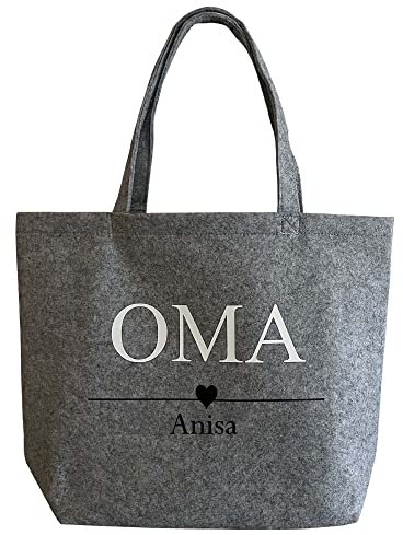 mamir home Filztaschen Shopper Personalisiert MOM Mama Oma Namen Kinder (Filzshopper Name)