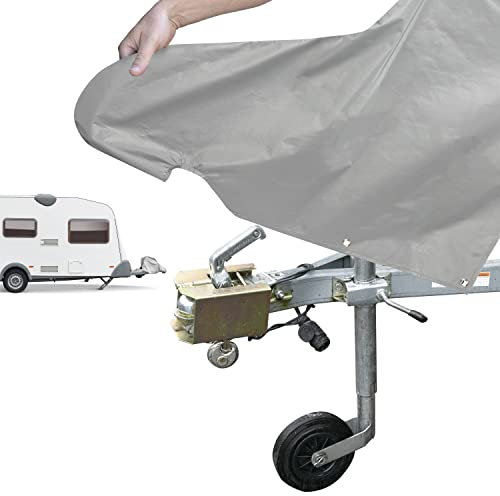 Walser Deichselhaube für Wohnwagen, Deichselabdeckung für Anhänger, Anhängerkupplung-Abdeckung, Deichselschutz PVC in Universalgröße 82x32x59cm grau