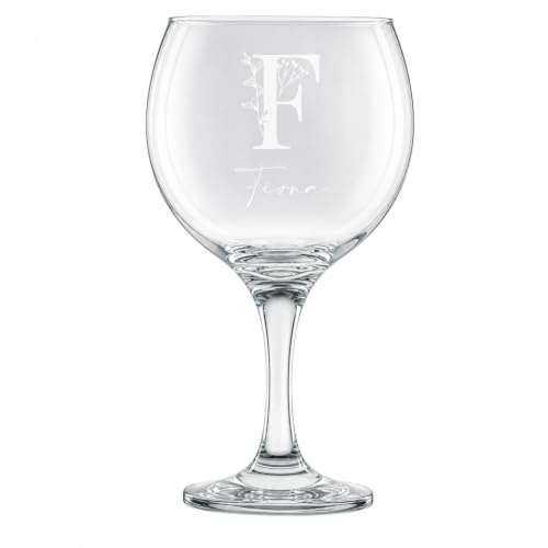 Personalised Floral Alphabet Font Gin and Tonic or Cocktail Glass | Beautiful, Gift