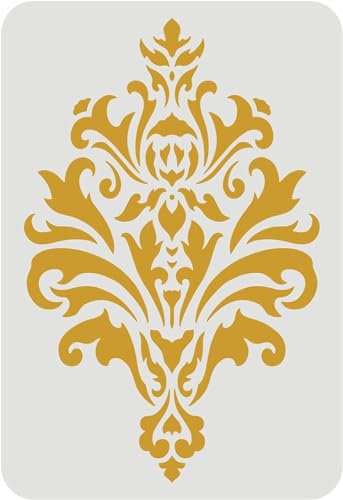 FINGERINSPIRE Damast Schablone 29,7 x 21 cm Wiederverwendbare Wandschablone Damast Blumenschablone zum Bemalen von floralen Allover Mustern, Schablonen zum Bemalen von Wänden, Möbeln, Holz, Papier