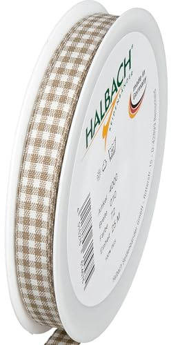 Halbach Seidenbänder Vichy - Cinta de regalo (lino), 10 mm de ancho, 25 m de longitud, fabricada en Alemania, a cuadros en muchos colores