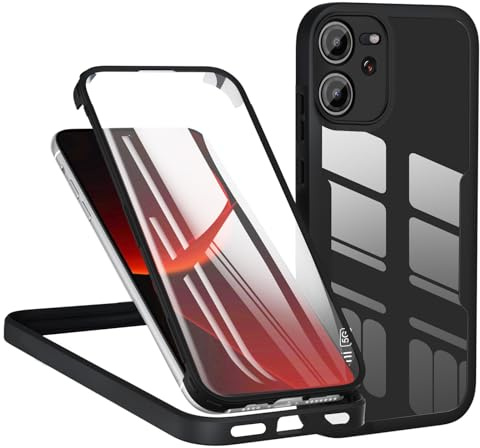 TVVTPU Funda para Xiaomi 13T/ 13T Pro 5G, 360 Grados Antigolpes Carcasa con Protector de Pantalla Integrado, Doble Cara Transparente Anti-Rayones Protection Robusto TPU Bumper Case - Negro