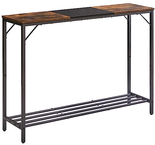 YMYNY Mesa Consola de Entrada y Sofá, Estilo Industrial para Dormitorio, Salón - 107 x 30 x 78CM, Marrón Rústico y Negro HST006HB